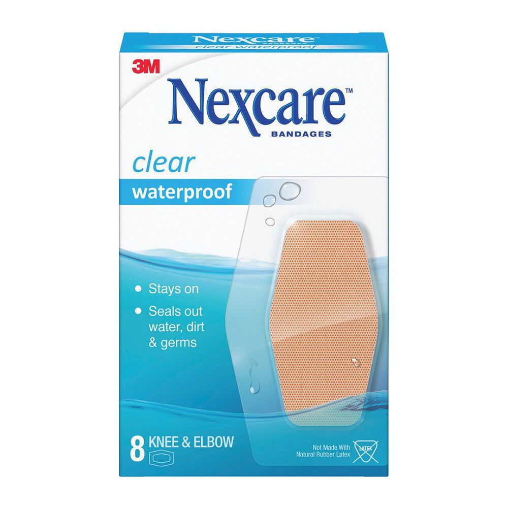 Nexcare Waterproof Clear Bandage, Elbow And Knee - 8 Ea